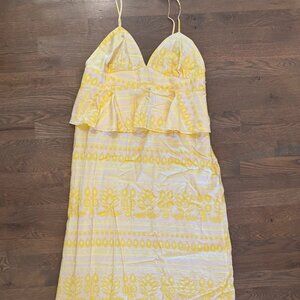 Future Collective Jenny K. Lopez Size 14 yellow floral print Midi dress